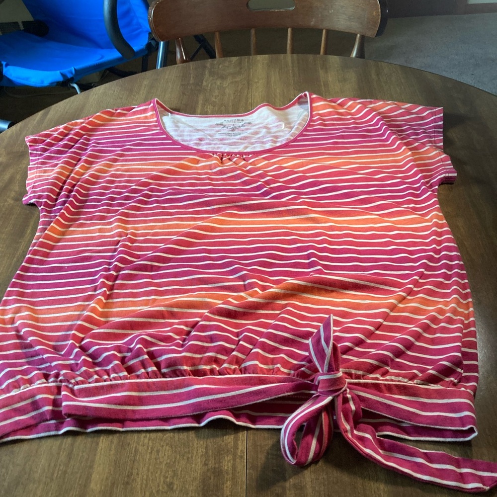 Striped Pink and Orange Women's Top